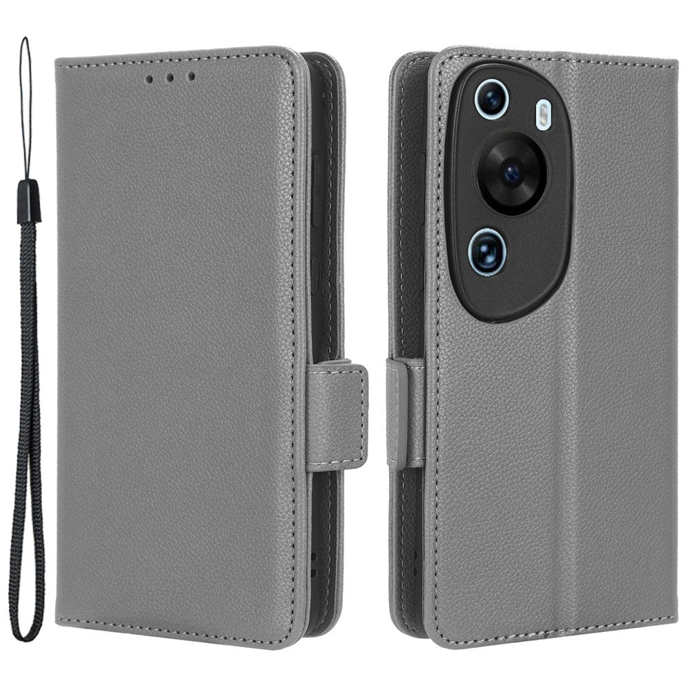 Litchi Texture Läderfodral till Huawei P60 Art Reptåligt Stativ mobilplånboksfodral