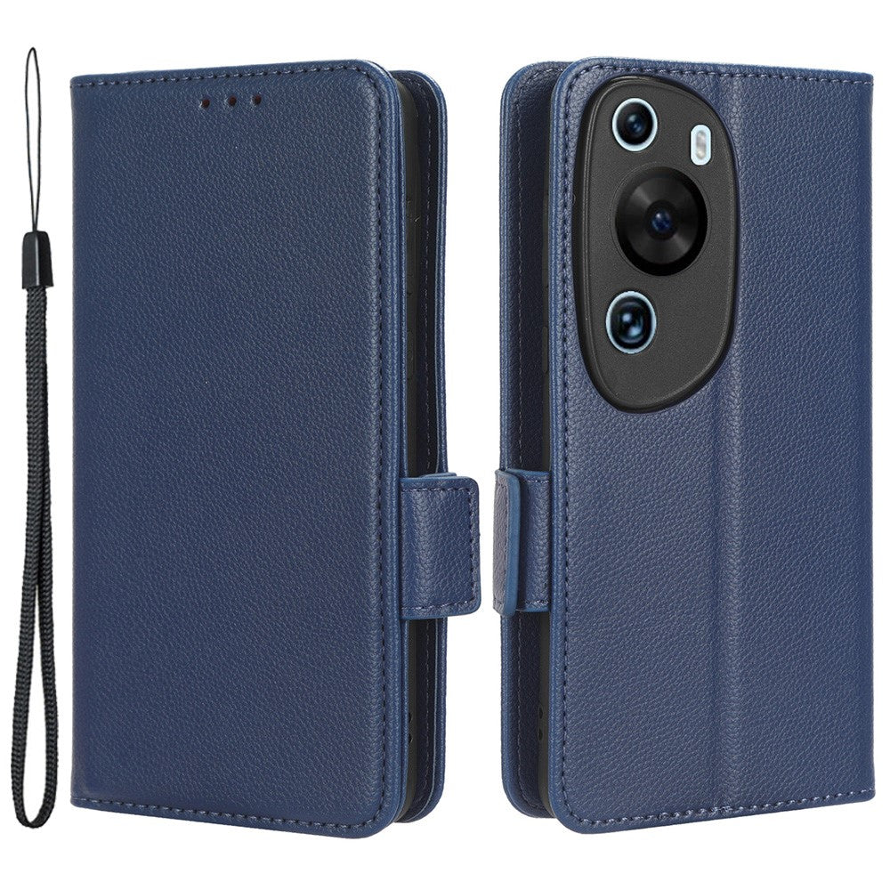 Litchi Texture Läderfodral till Huawei P60 Art Reptåligt Stativ mobilplånboksfodral