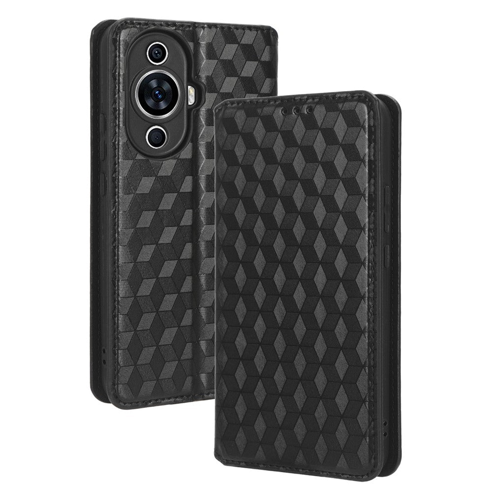 Phone Case for Huawei nova 11 / nova 12s 4G / nova 12 Lite 4G Stand Wallet Shockproof PU Leather Rhombus Imprinted Cover
