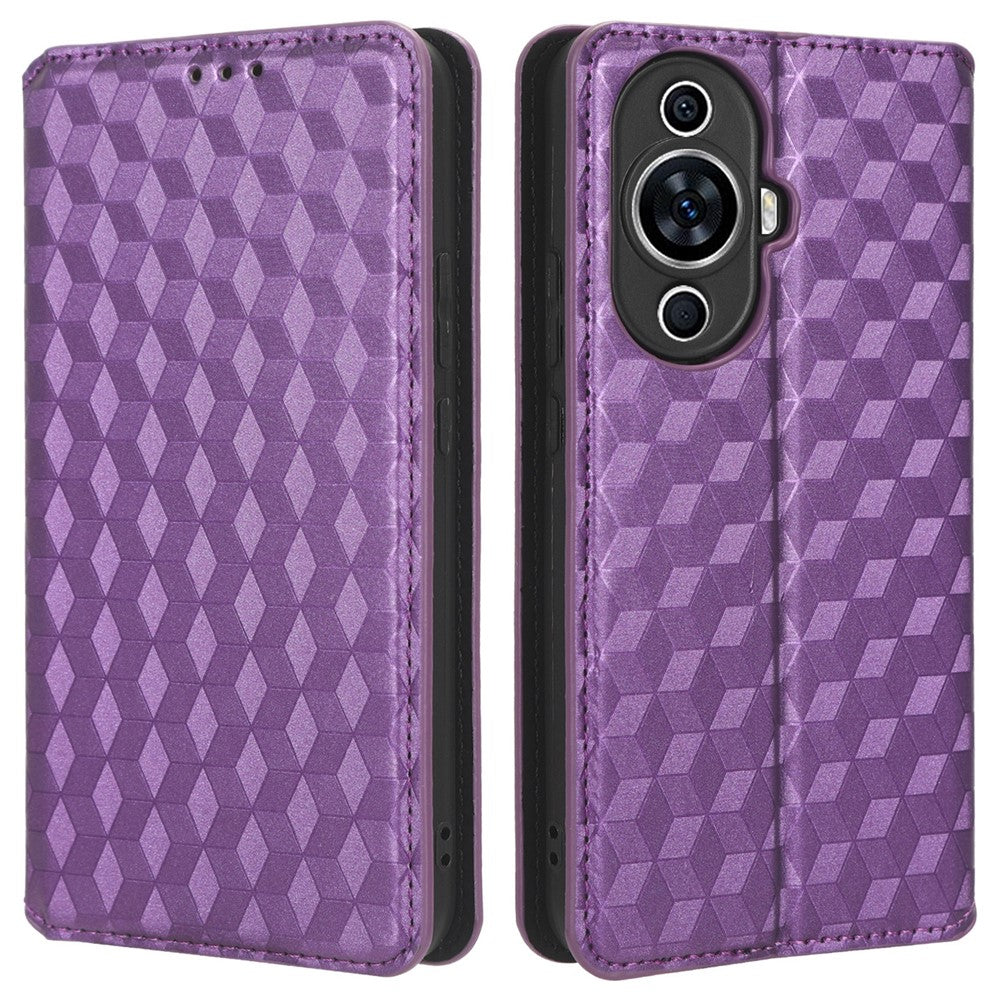 Phone Case for Huawei nova 11 / nova 12s 4G / nova 12 Lite 4G Stand Wallet Shockproof PU Leather Rhombus Imprinted Cover