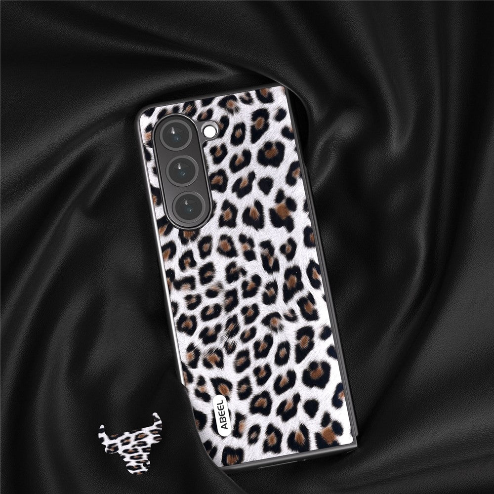 ABEEL For Samsung Galaxy Z Fold5 5G Leopard Pattern Case Anti-Scratch PU Leather + PC Phone Cover