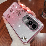 KADEM For Oppo Reno10 Pro+ 5G Anti-Scratch TPU Case Glitter Floral Pattern Rhinestone Gradient Smartphone Cover