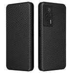 Carbon Fiber Texture Shell for Xiaomi Redmi K60E 5G Phone Case Stand Card Slot PU Leather Cover