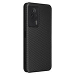Carbon Fiber Texture Shell for Xiaomi Redmi K60E 5G Phone Case Stand Card Slot PU Leather Cover