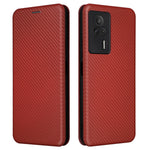 Carbon Fiber Texture Shell for Xiaomi Redmi K60E 5G Phone Case Stand Card Slot PU Leather Cover