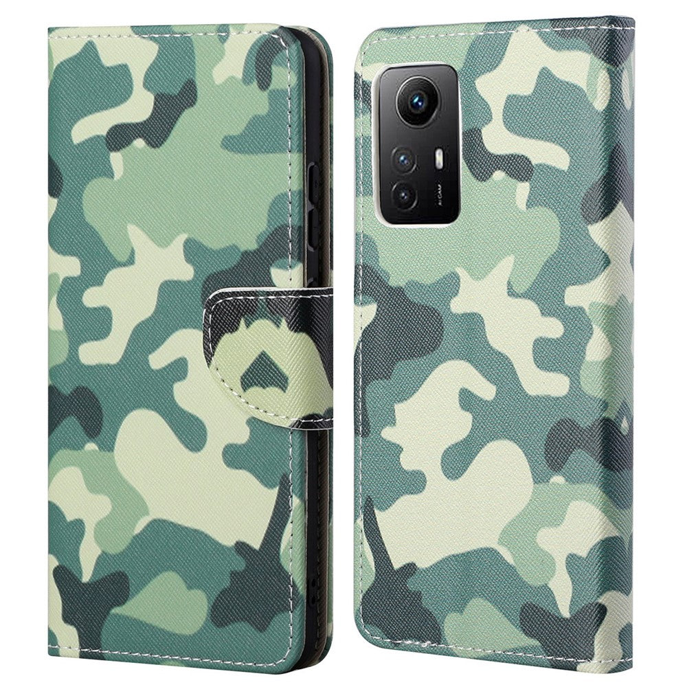 Xiaomi Redmi Note 12S 4G Mönstertryck Läder Mobilskal Plånboksfodral mobilskydd