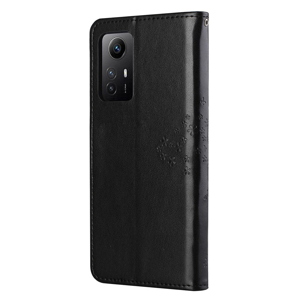 For Xiaomi Redmi Note 12S 4G Owl Tree Imprinted Wallet Phone Case PU Leather Stand Cover