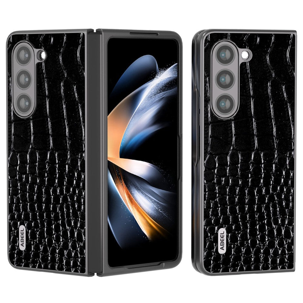 ABEEL For Samsung Galaxy Z Fold5 5G Cowhide Leather + PC Phone Case Crocodile Texture Slim Cover