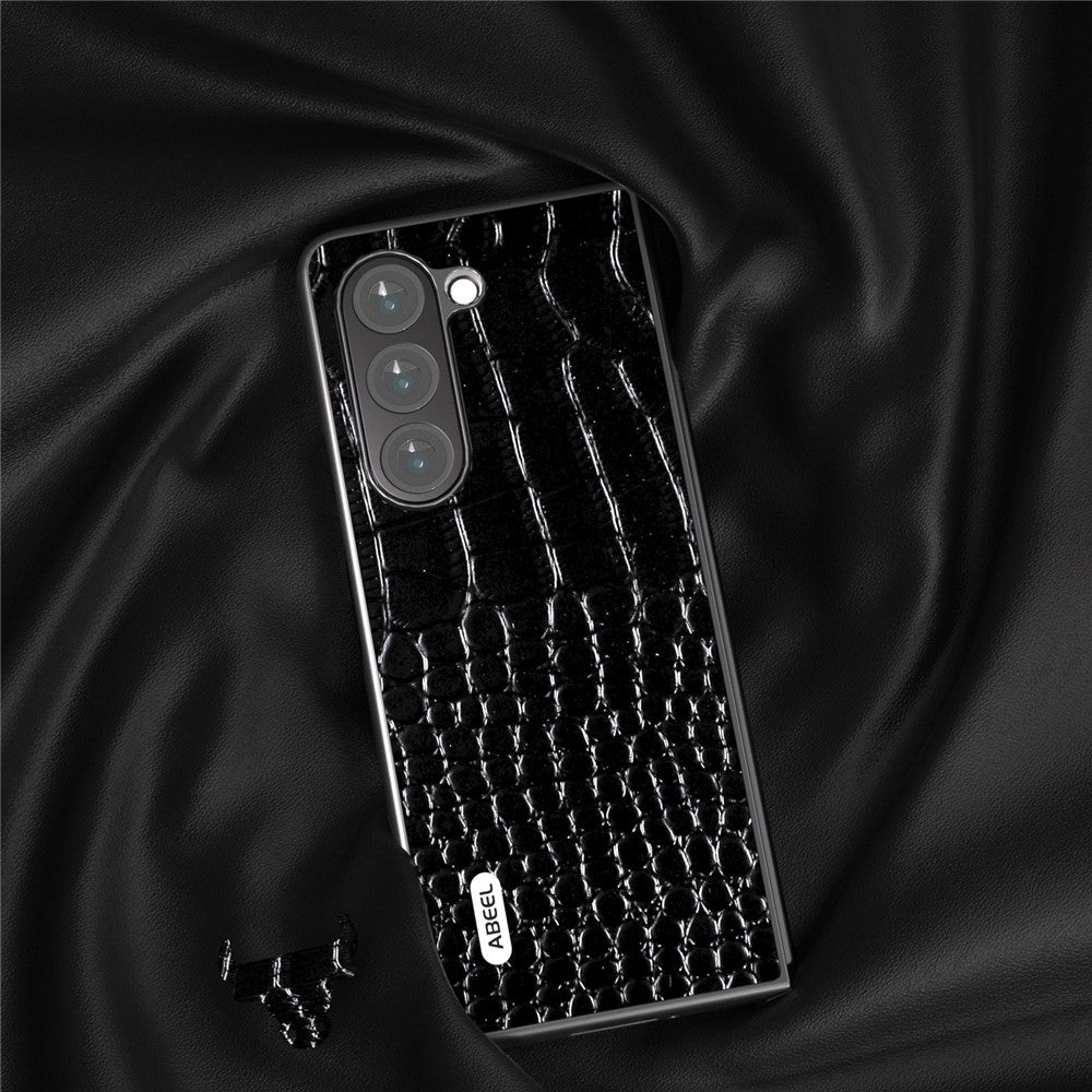ABEEL For Samsung Galaxy Z Fold5 5G Cowhide Leather + PC Phone Case Crocodile Texture Slim Cover