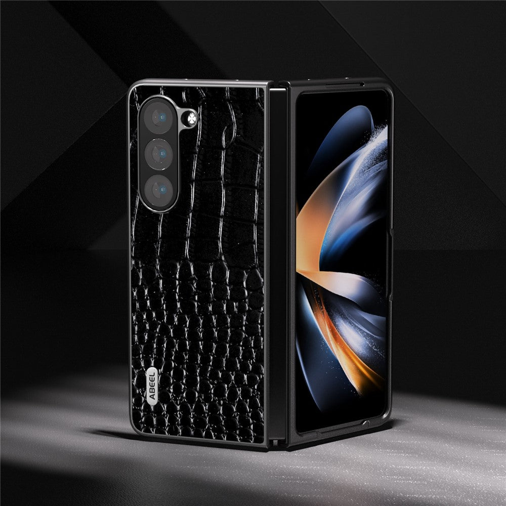 ABEEL For Samsung Galaxy Z Fold5 5G Cowhide Leather + PC Phone Case Crocodile Texture Slim Cover