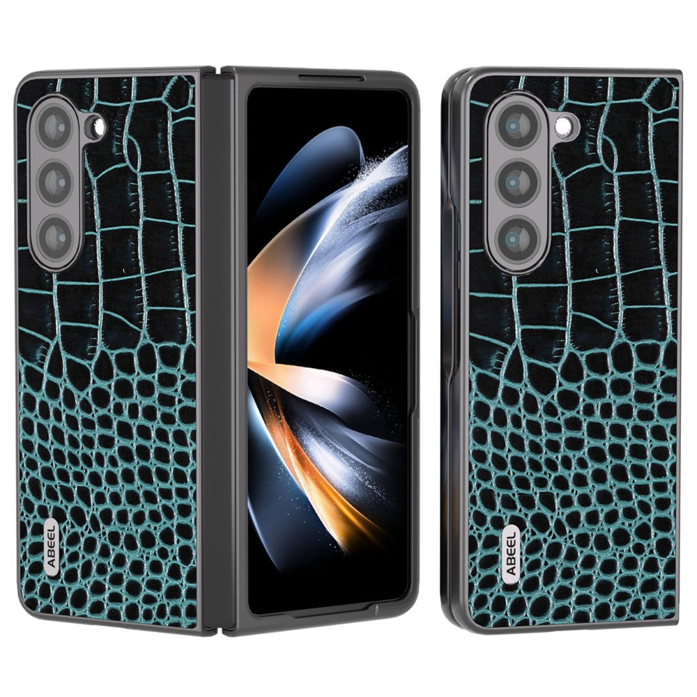 ABEEL For Samsung Galaxy Z Fold5 5G Cowhide Leather + PC Phone Case Crocodile Texture Slim Cover