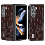 ABEEL For Samsung Galaxy Z Fold5 5G Cowhide Leather + PC Phone Case Crocodile Texture Slim Cover