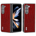 ABEEL For Samsung Galaxy Z Fold5 5G Cowhide Leather + PC Phone Case Crocodile Texture Slim Cover