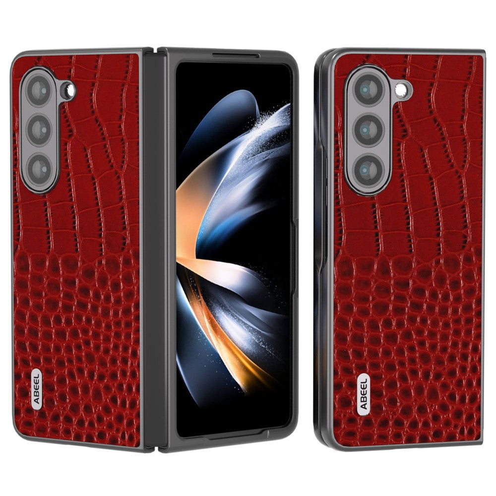 ABEEL For Samsung Galaxy Z Fold5 5G Cowhide Leather + PC Phone Case Crocodile Texture Slim Cover