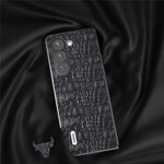 ABEEL For Samsung Galaxy Z Fold5 5G PC Phone Case Anti-Slip Genuine Cowhide Leather Coated Phone Cover