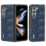 ABEEL For Samsung Galaxy Z Fold5 5G PC Phone Case Anti-Slip Genuine Cowhide Leather Coated Phone Cover