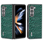 ABEEL For Samsung Galaxy Z Fold5 5G PC Phone Case Anti-Slip Genuine Cowhide Leather Coated Phone Cover