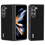 ABEEL For Samsung Galaxy Z Fold5 5G Genuine Cow Leather + Hard PC Shell Black Edge Phone Case Cover