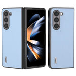 ABEEL For Samsung Galaxy Z Fold5 5G Genuine Cow Leather + Hard PC Shell Black Edge Phone Case Cover