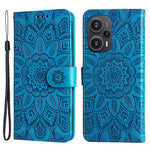 For Xiaomi Redmi Note 12 Turbo / Poco F5 5G Phone Case PU Leather Wallet Imprinted Sunflower Phone Stand Cover