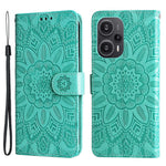 For Xiaomi Redmi Note 12 Turbo / Poco F5 5G Phone Case PU Leather Wallet Imprinted Sunflower Phone Stand Cover