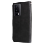 Xiaomi Redmi K60 Pro 5G / K60 5G / Poco F5 Pro 5G-mobilcover med stativ, kalveskindstekstur og lynlåspung