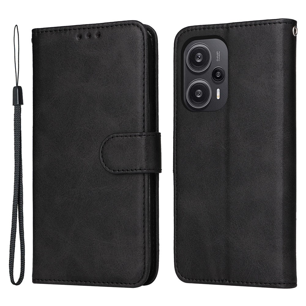 Xiaomi Redmi Note 12 Turbo / Poco F5 5G PU-läder plånboksfodral kalvtextur reptåligt stativfodral med rem