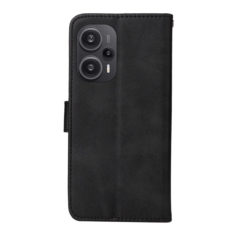 Xiaomi Redmi Note 12 Turbo / Poco F5 5G PU-läder plånboksfodral kalvtextur reptåligt stativfodral med rem