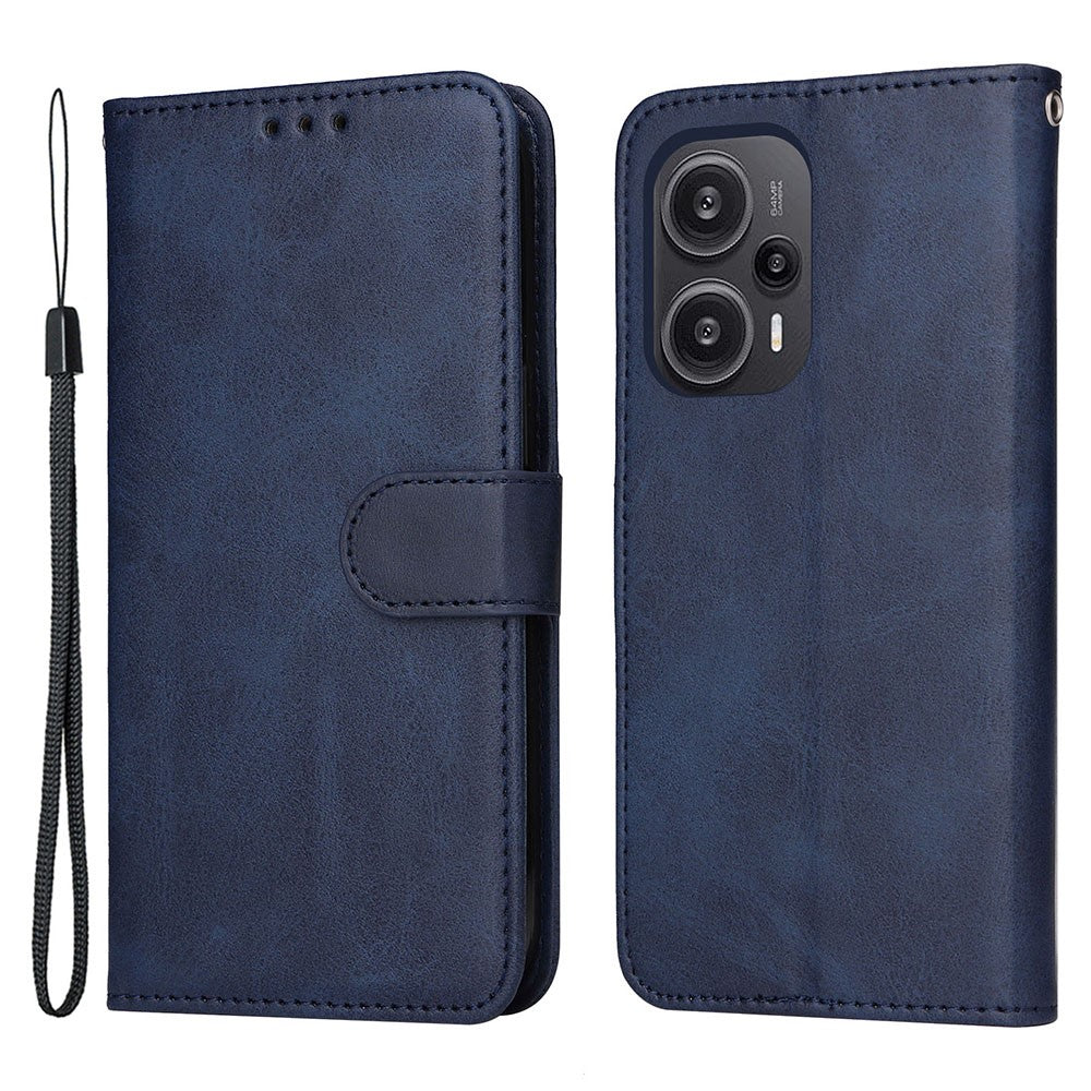 Xiaomi Redmi Note 12 Turbo / Poco F5 5G PU-läder plånboksfodral kalvtextur reptåligt stativfodral med rem