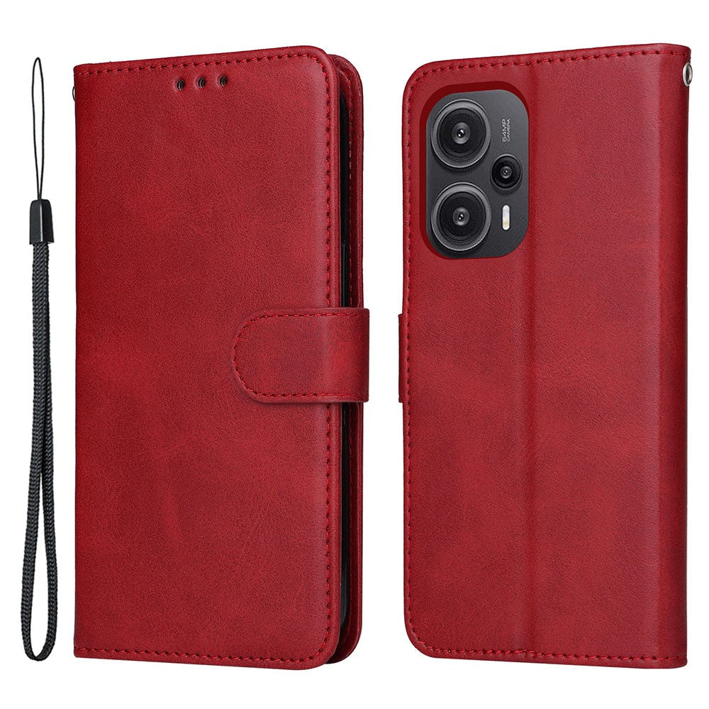 Xiaomi Redmi Note 12 Turbo / Poco F5 5G PU-läder plånboksfodral kalvtextur reptåligt stativfodral med rem