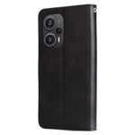 Xiaomi Redmi Note 12 Turbo / Poco F5 5G Kalvtextur mobilskal Stativ Blixtlåsficka Plånboksfodral