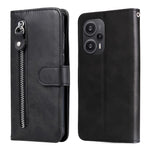 Xiaomi Redmi Note 12 Turbo / Poco F5 5G Kalvtextur mobilskal Stativ Blixtlåsficka Plånboksfodral