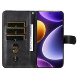 Xiaomi Redmi Note 12 Turbo / Poco F5 5G Kalvtextur mobilskal Stativ Blixtlåsficka Plånboksfodral