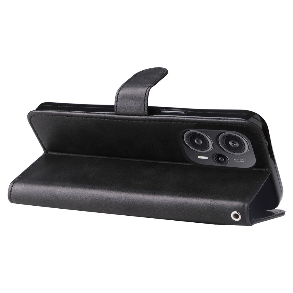 Xiaomi Redmi Note 12 Turbo / Poco F5 5G Kalvtextur mobilskal Stativ Blixtlåsficka Plånboksfodral