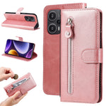 Xiaomi Redmi Note 12 Turbo / Poco F5 5G Kalvtextur mobilskal Stativ Blixtlåsficka Plånboksfodral