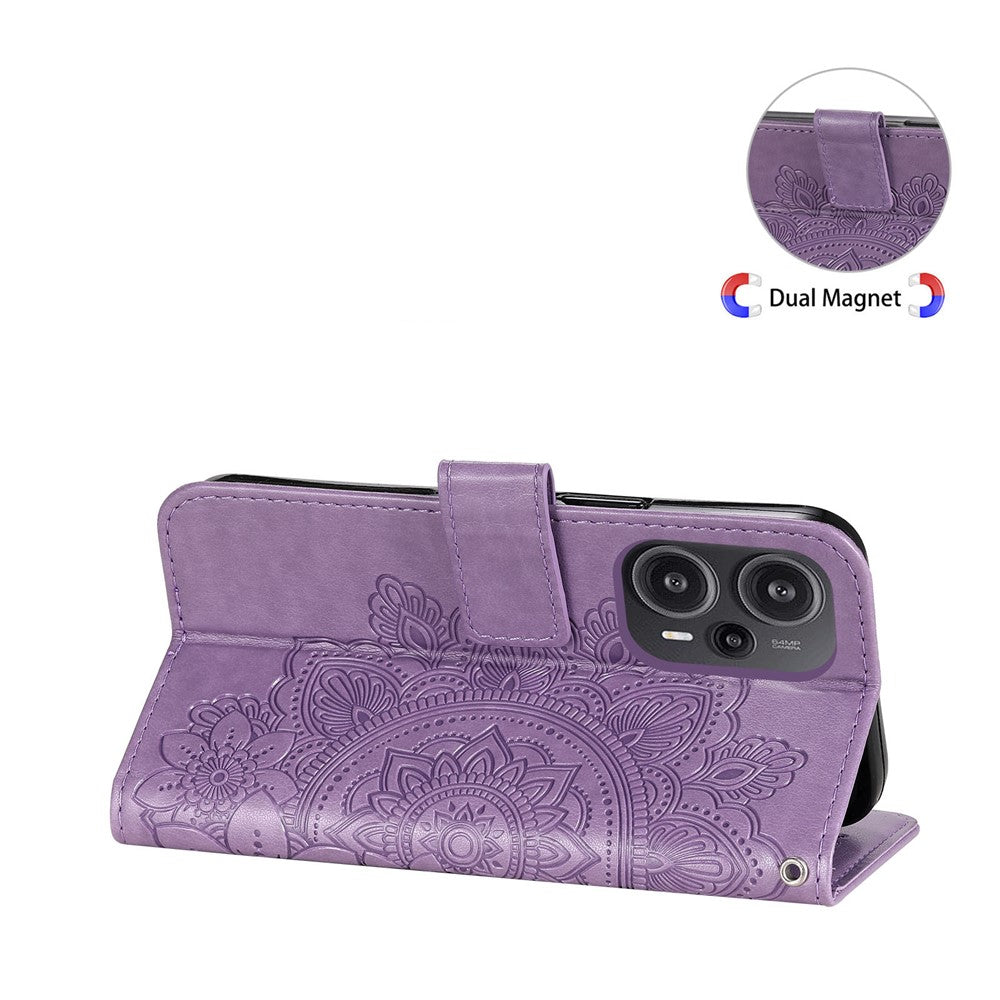 For Xiaomi Redmi Note 12 Turbo / Poco F5 5G Case Floral Pattern PU Leather Wallet Stand Phone Cover