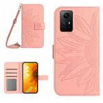HT04 Läderfodral med stativ och axelrem för Xiaomi Redmi Note 12S 4G, plånboksfodral med solrostryck