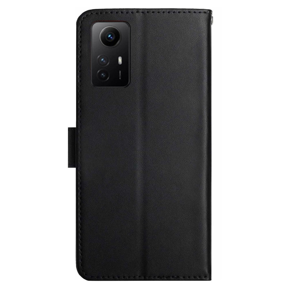 HT02 For Xiaomi Redmi Note 12S 4G Genuine Cow Leather Cover Nappa Texture Stand Wallet Phone Case