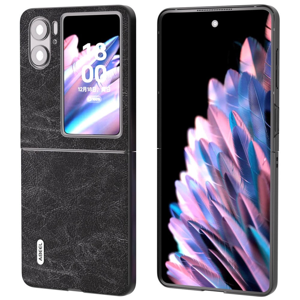 ABEEL For Oppo Find N2 Flip 5G PU Leather Coated PC Phone Case Litchi Texture Shockproof Cover