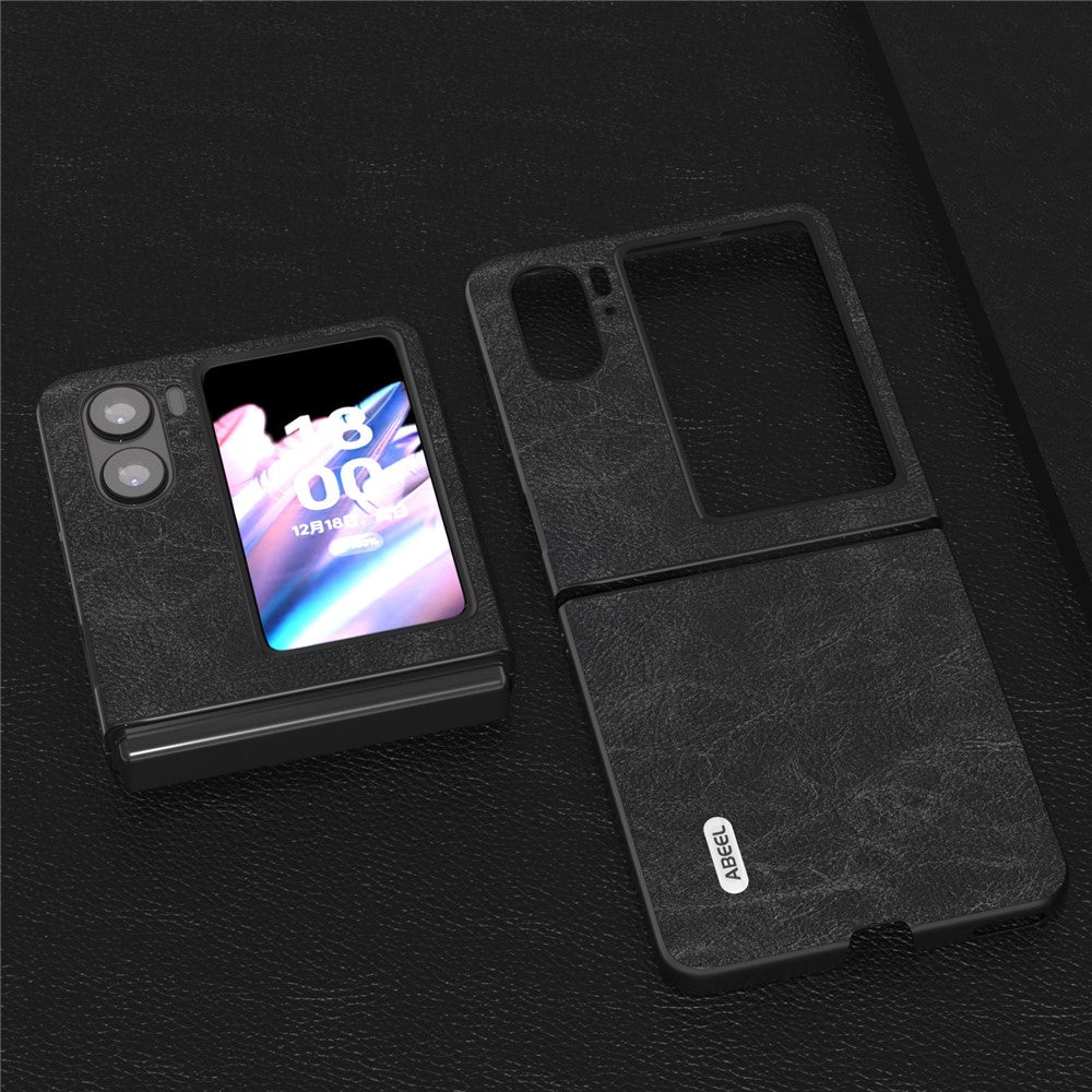 ABEEL For Oppo Find N2 Flip 5G PU Leather Coated PC Phone Case Litchi Texture Shockproof Cover