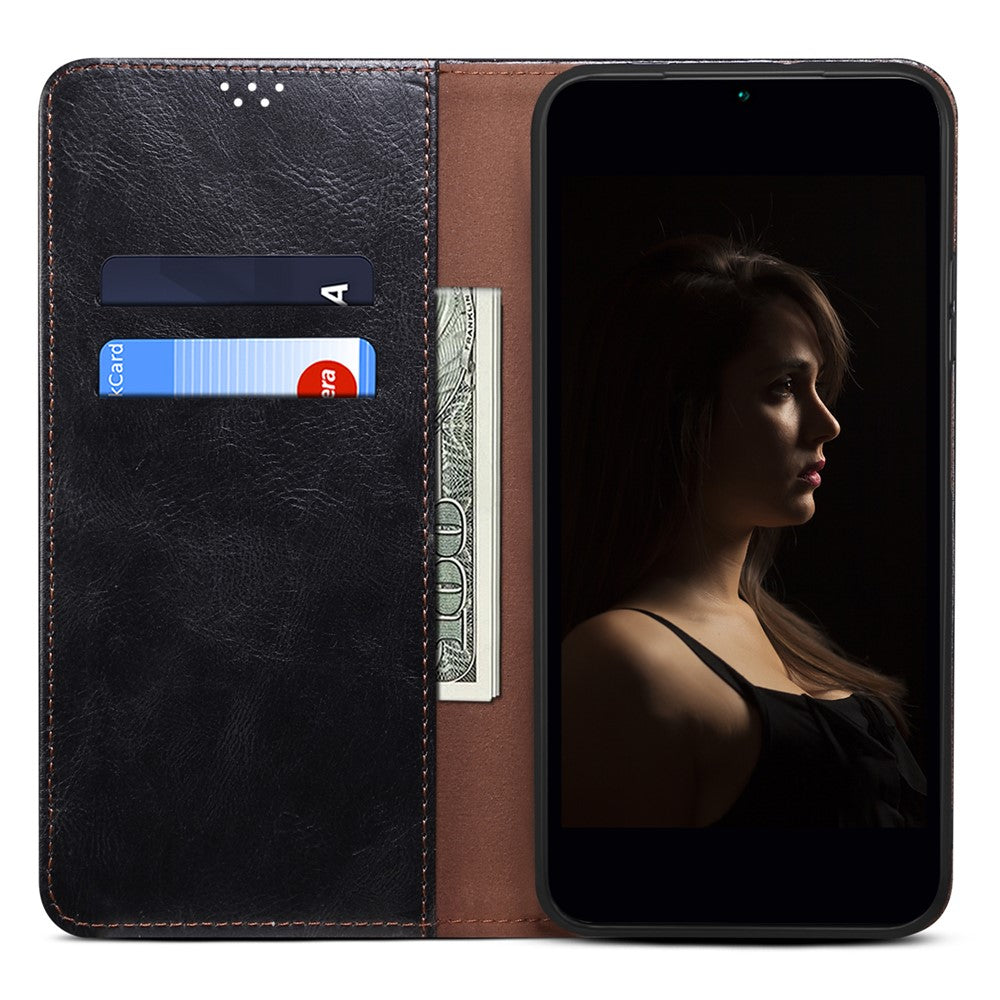 Phone Cover for Xiaomi Redmi Note 12 Turbo / Poco F5 5G Waxy Crazy Horse Texture Leather Case with Stand Wallet