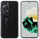 For Huawei P60 Pro Fall Proof Phone Case Textured PU Leather Coated TPU+PC Cover with Kickstand