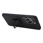 For Huawei P60 Pro Fall Proof Phone Case Textured PU Leather Coated TPU+PC Cover with Kickstand
