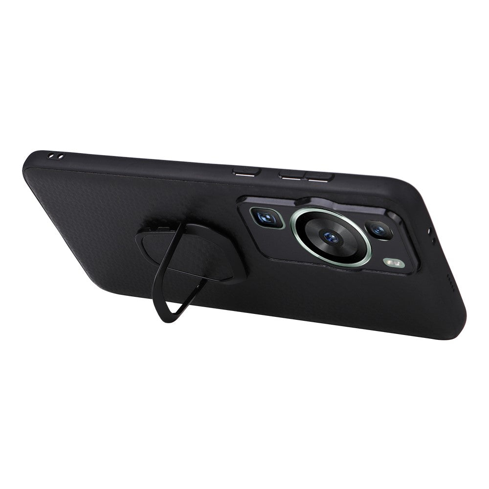 Fallsäkert mobilskal för Huawei P60 Pro, texturerat PU-läderbelagt TPU+PC-fodral med stöd