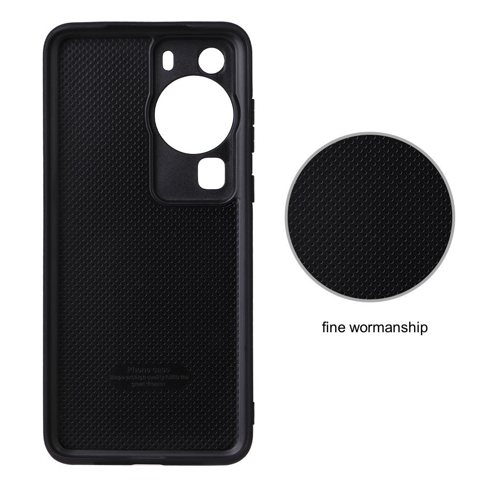 For Huawei P60 Pro Fall Proof Phone Case Textured PU Leather Coated TPU+PC Cover with Kickstand