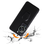 For Huawei P60 Pro Fall Proof Phone Case Textured PU Leather Coated TPU+PC Cover with Kickstand