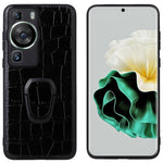 Fallsäkert mobilskal för Huawei P60 Pro, texturerat PU-läderbelagt TPU+PC-fodral med stöd