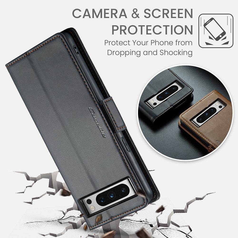 CASEME 023 Google Pixel 8 Pro Läderfodral RFID - Svart