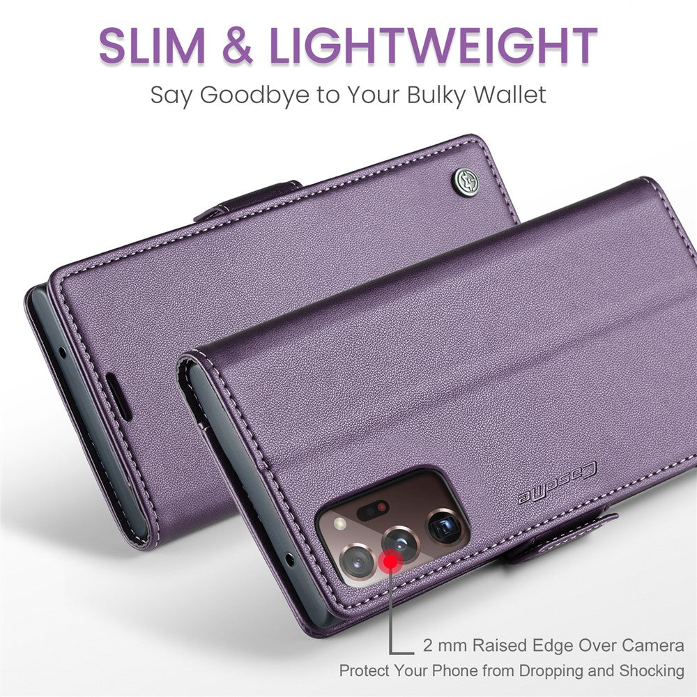 For Samsung Galaxy Note20 Ultra / Ultra 5G Leather Case CASEME 023 RFID Blocking 3 Card Slot Mobile Cover