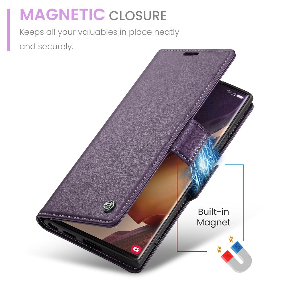 For Samsung Galaxy Note20 Ultra / Ultra 5G Leather Case CASEME 023 RFID Blocking 3 Card Slot Mobile Cover
